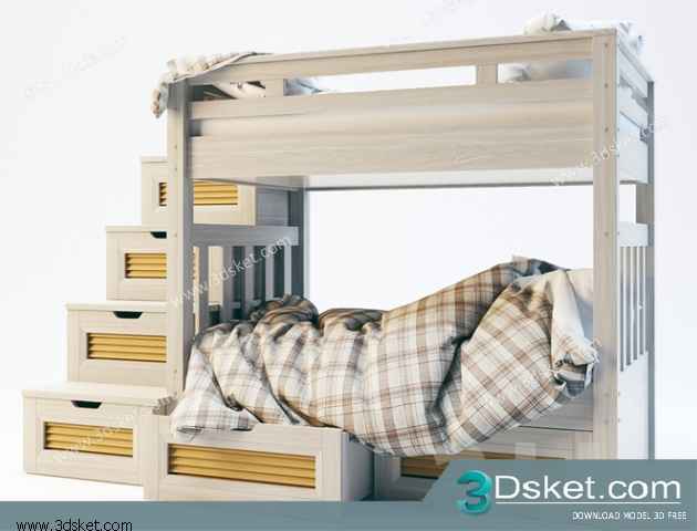 Free Download Child Bed 3D Model Giường cho trẻ 001