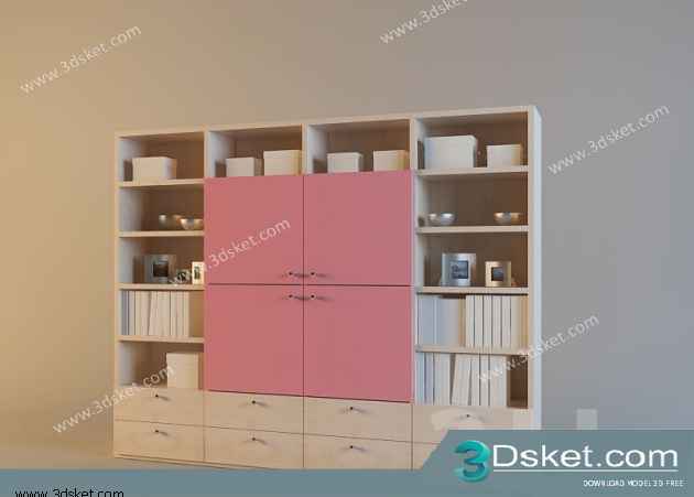 Free Download Child Wardrobe 3D Model Tủ quần áo 008