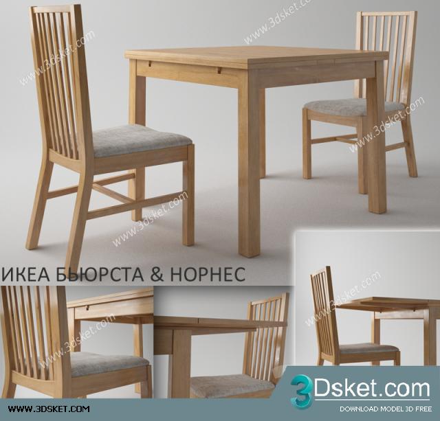 3D Model Table Chair Free Download Bàn ghế 034