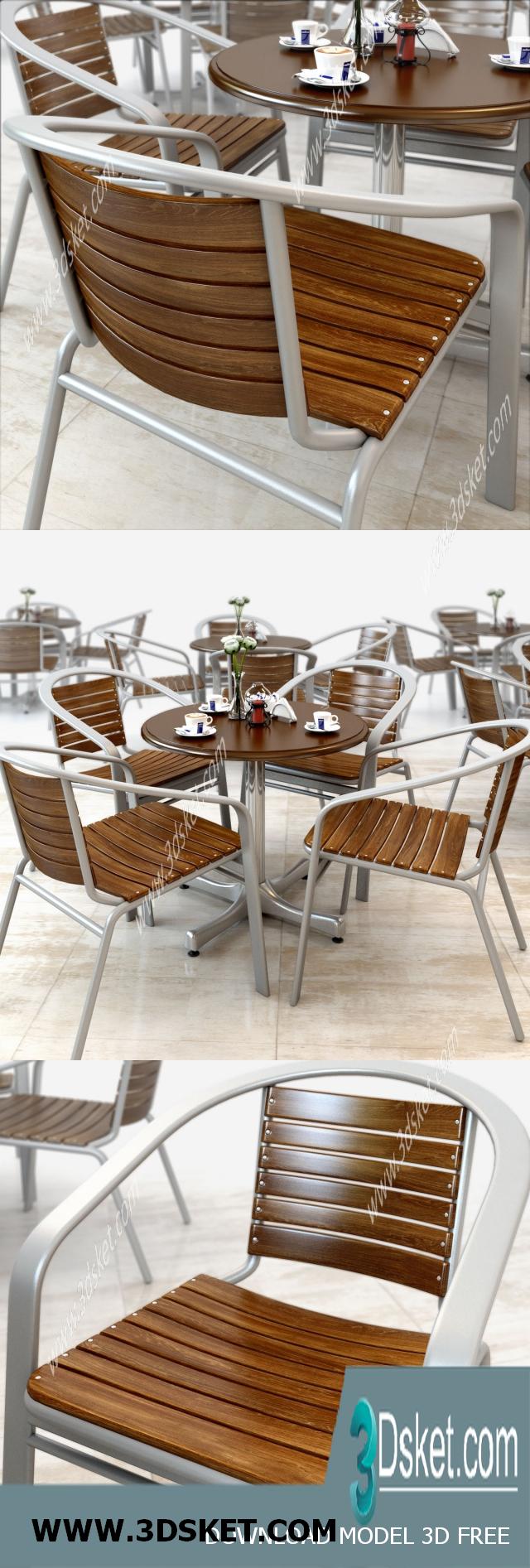 3D Model Table Chair Free Download Bàn ghế 008