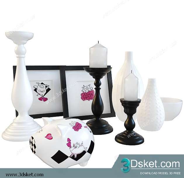 Free Download Mirror 3D Model Bộ Trang Trí 013