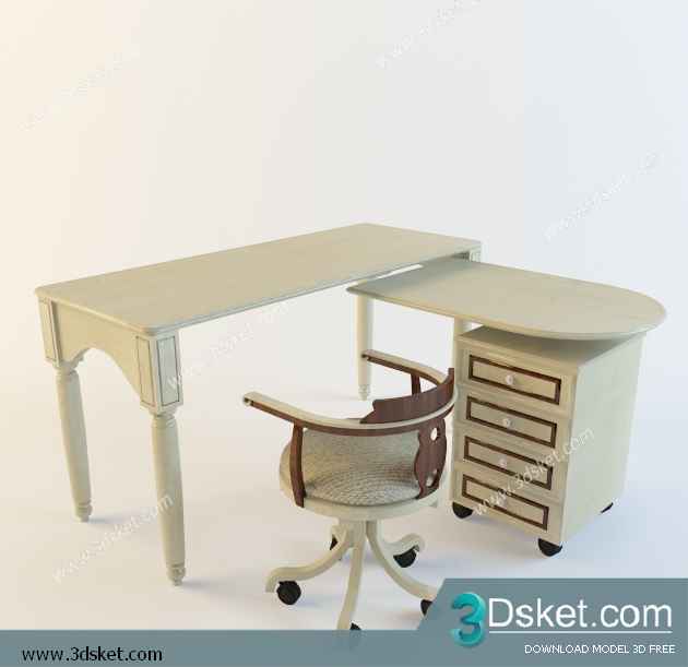 Free Download Table Chair Children 3D Model Bàn Ghế 022