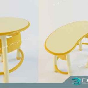 Free Download Table Chair Children 3D Model Bàn Ghế 023
