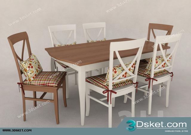 3D Model Table Chair Free Download Bàn ghế 009
