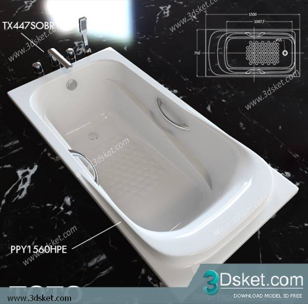 Free Download Bathtub 3D Model Bồn Tắm 024