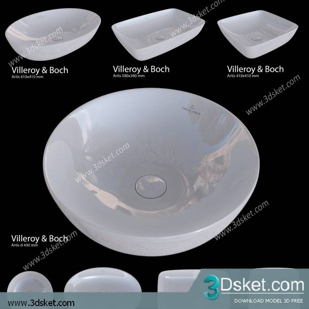 Free Download Wash Basin 3D Model Chậu Rửa Mặt 018
