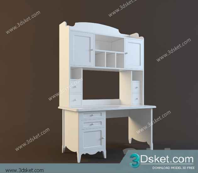 Free Download Table Chair Children 3D Model Bàn Ghế 024