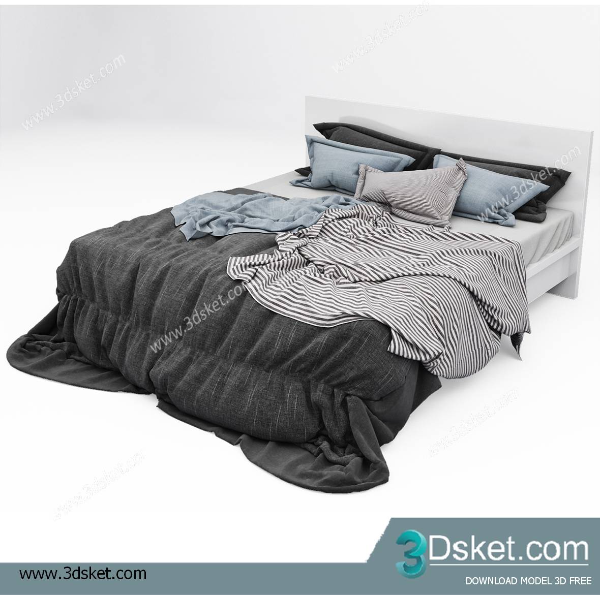 3D Model Bed Free Download Giường 041