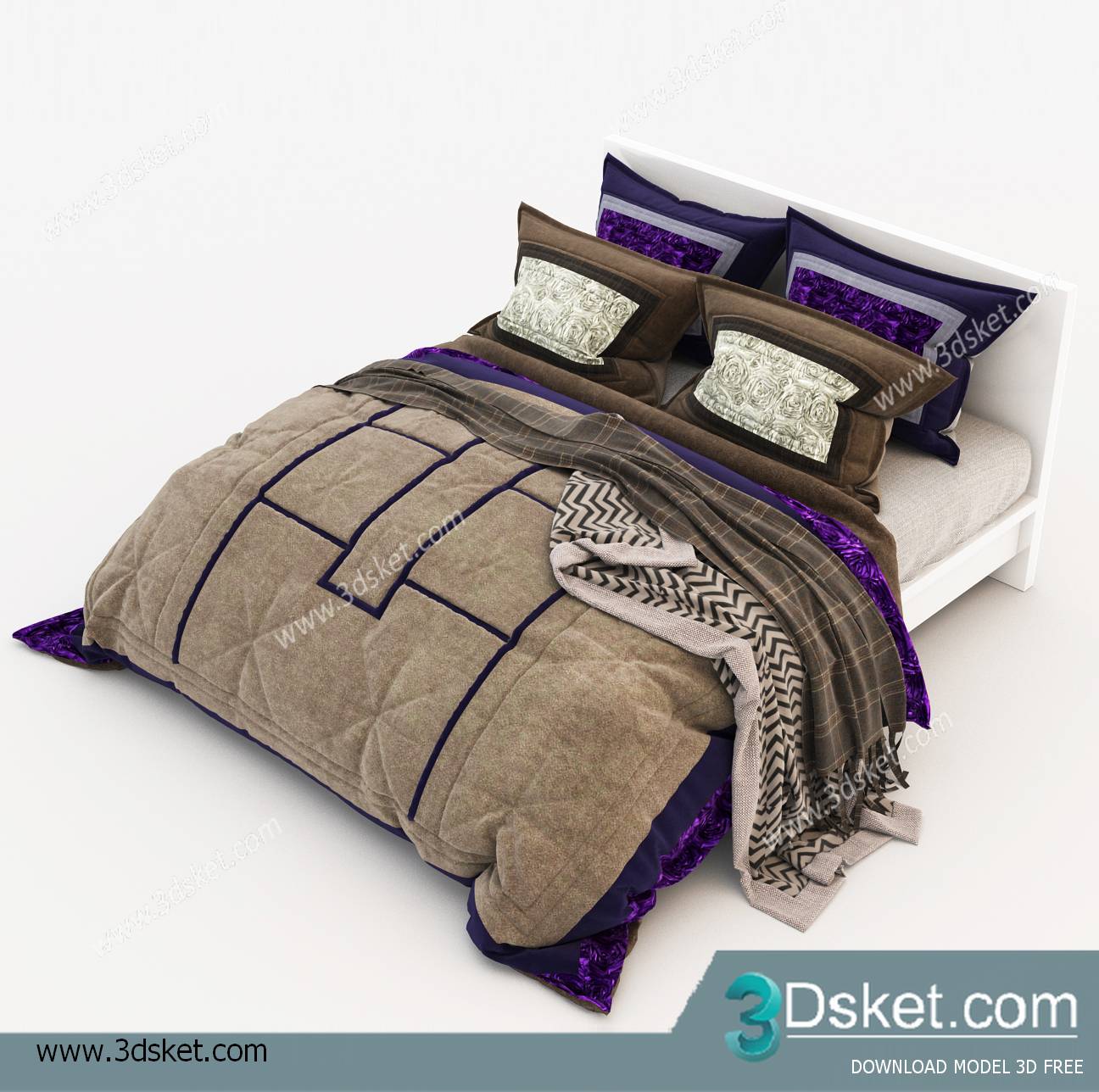 3D Model Bed Free Download Giường 047