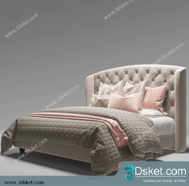 3D Model Bed Free Download Giường 042