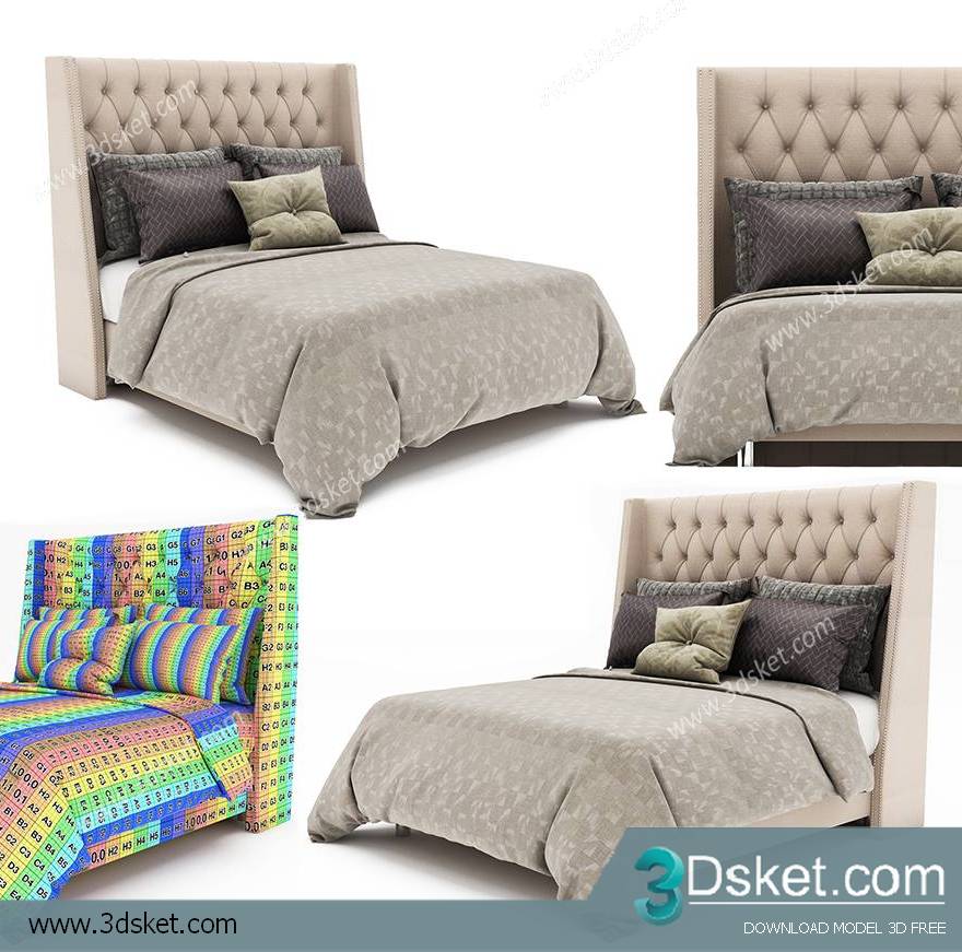 3D Model Bed Free Download Giường 048