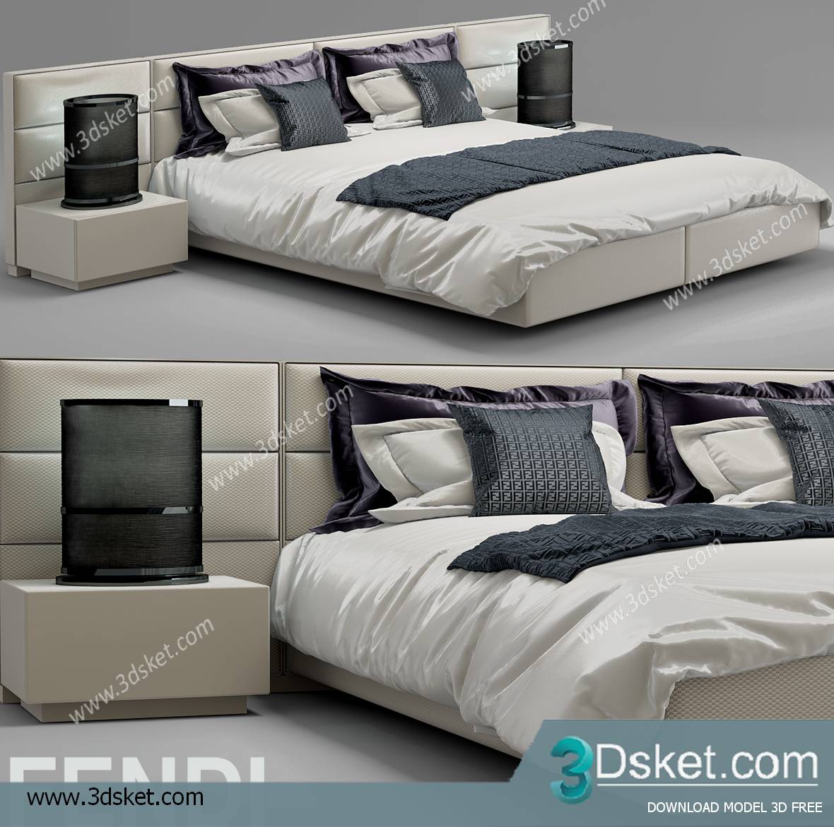 3D Model Bed Free Download Giường 051