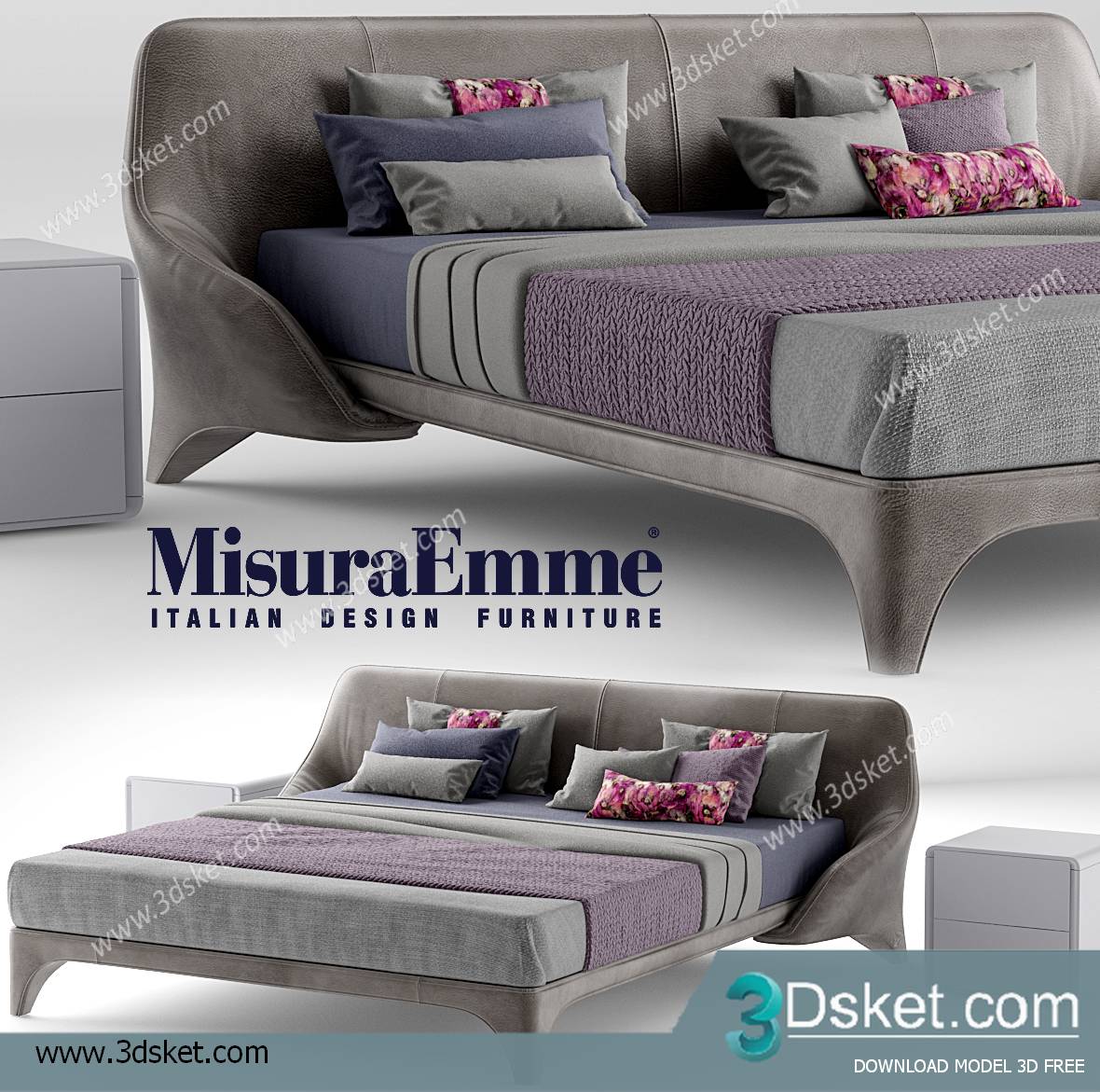 3D Model Bed Free Download Giường 040