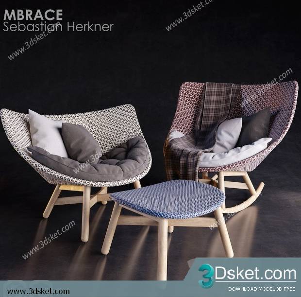 3D Model Arm Chair Free Download 436