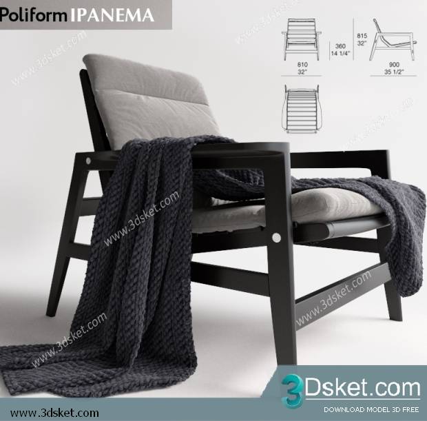 3D Model Arm Chair Free Download 441