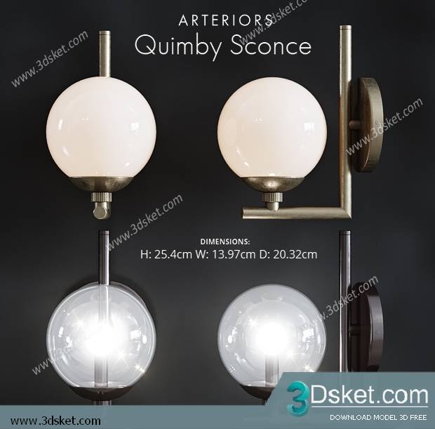 Free Download Wall Light 3D Model Đèn Tường 054