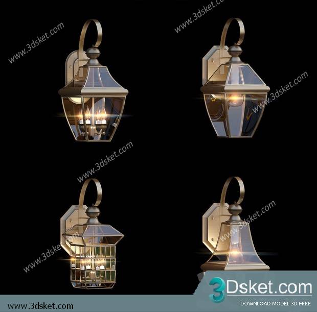 Free Download Wall Light 3D Model Đèn Tường 068