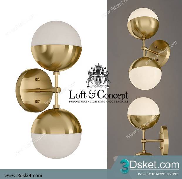 Free Download Wall Light 3D Model Đèn Tường 071