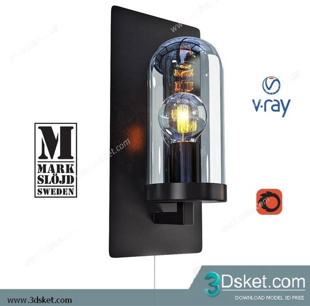 Free Download Wall Light 3D Model Đèn Tường 078