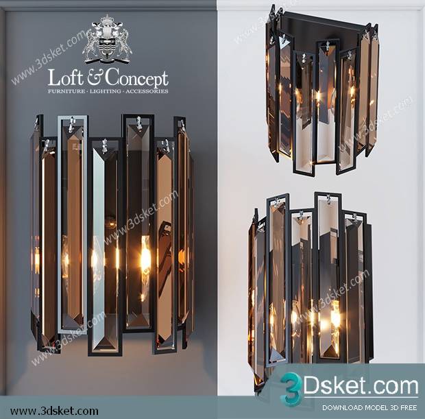 Free Download Wall Light 3D Model Đèn Tường 087