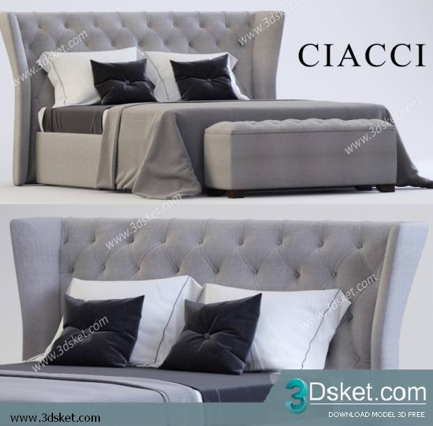 3D Model Bed Free Download Giường 132