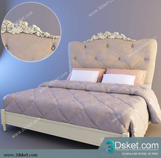 3D Model Bed Free Download Giường 134