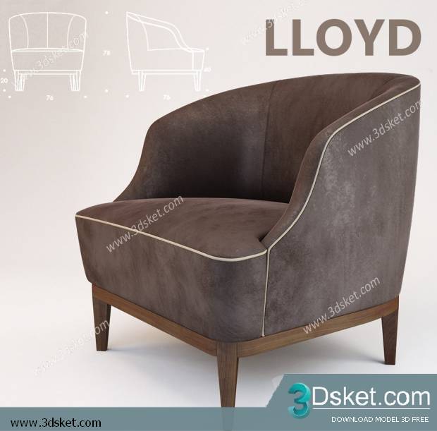 3D Model Arm Chair Free Download 198