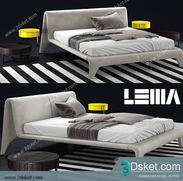 3D Model Bed Free Download Giường 136