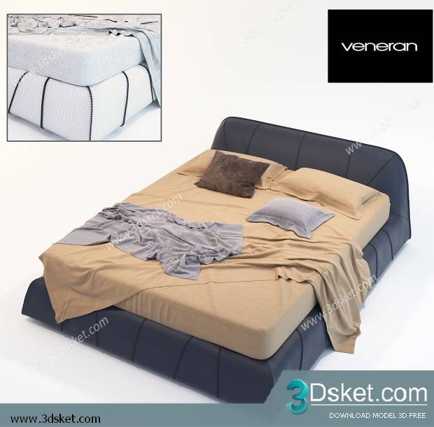 3D Model Bed Free Download Giường 138