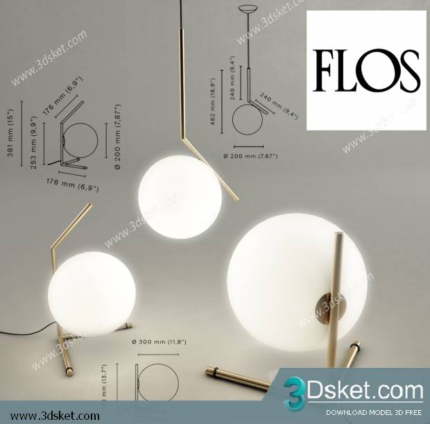 Free Download Floor Lamp 3D Model Đèn Sàn 034
