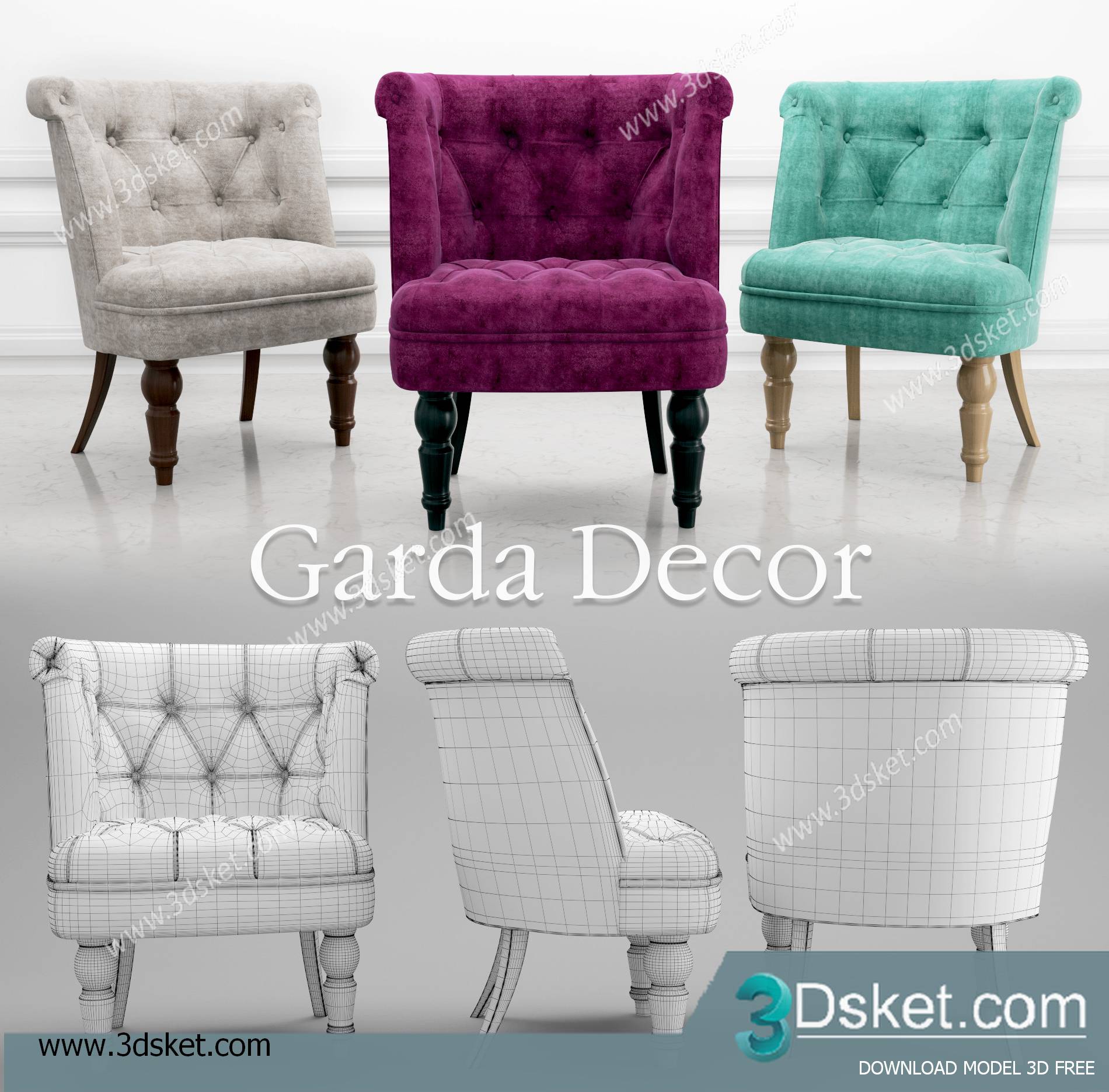 3D Model Arm Chair Free Download 251