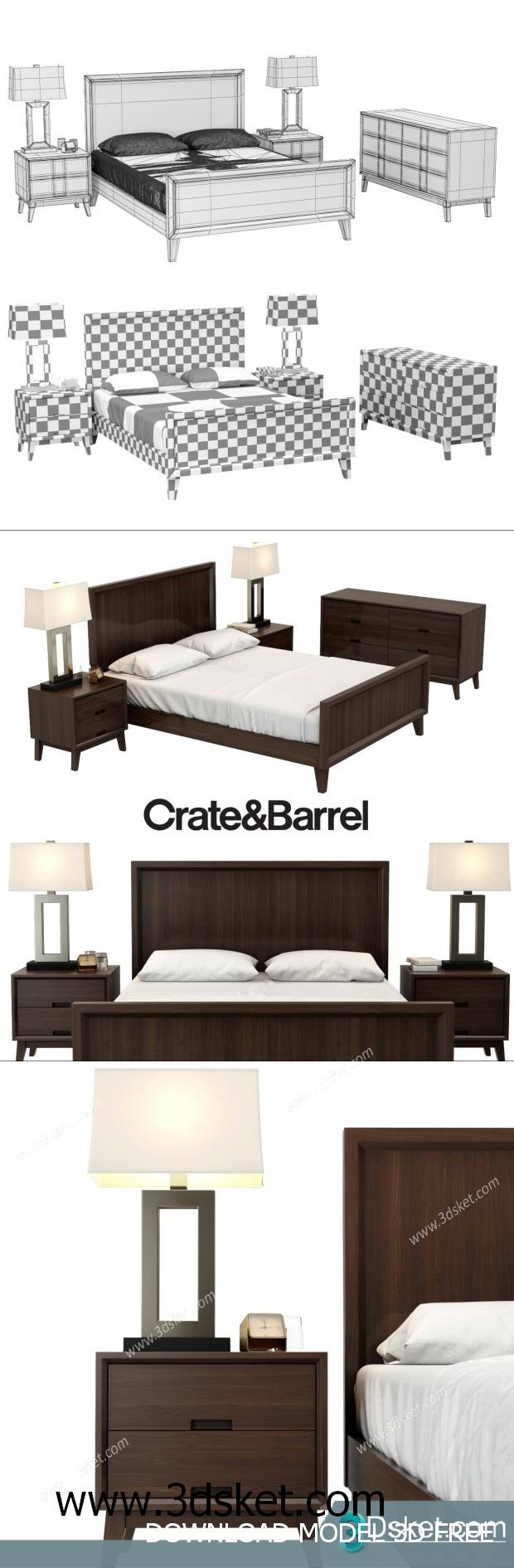 3D Model Bed Free Download Giường 146