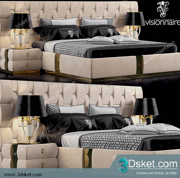 3D Model Bed Free Download Giường 152