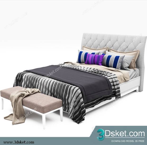 3D Model Bed Free Download Giường 153