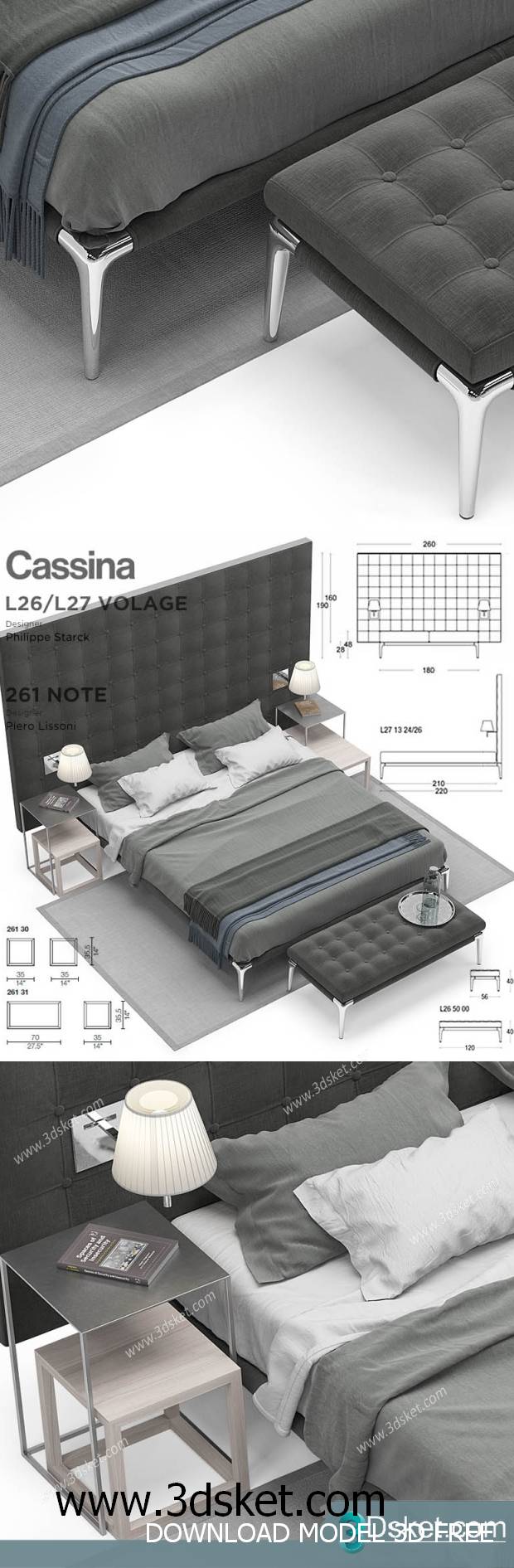 3D Model Bed Free Download Giường 159