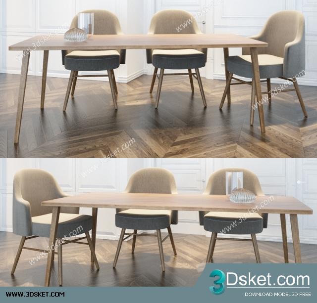 3D Model Table Chair Free Download 085