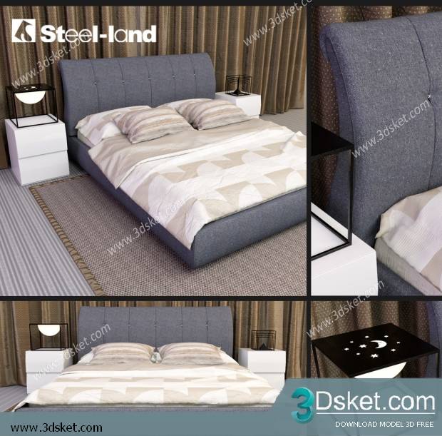 3D Model Bed Free Download Giường 164