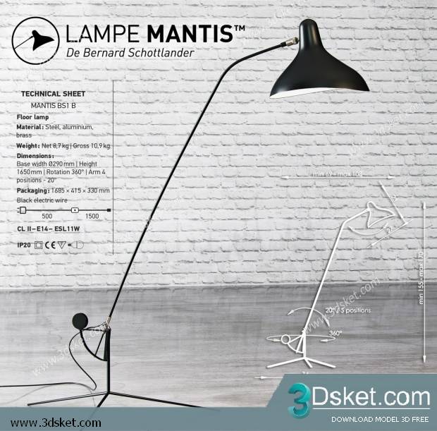 Free Download Floor Lamp 3D Model Đèn Sàn 041