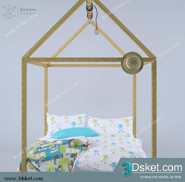 3D Model Bed Free Download Giường 168