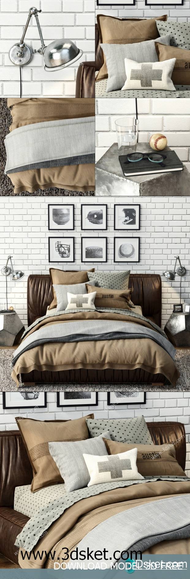 3D Model Bed Free Download Giường 169