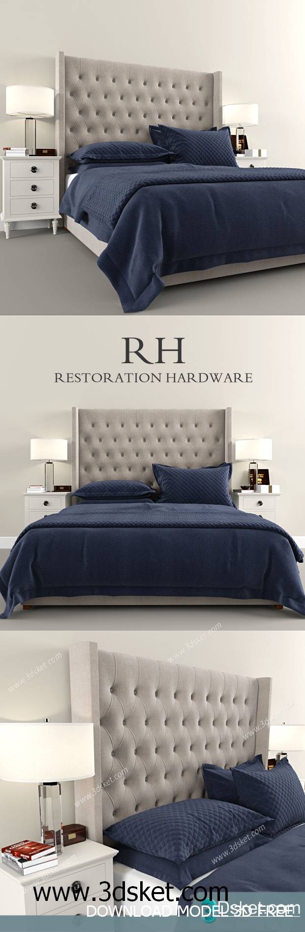 3D Model Bed Free Download Giường 171