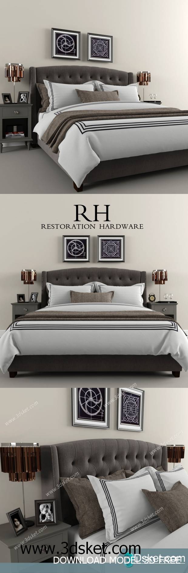 3D Model Bed Free Download Giường 172