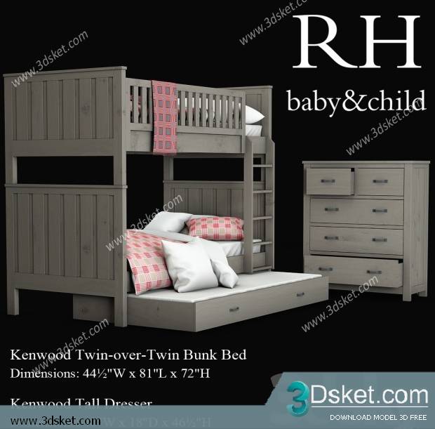 3D Model Bed Free Download Giường 173