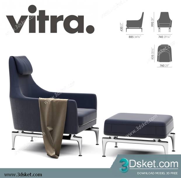 3D Model Arm Chair Free Download 322