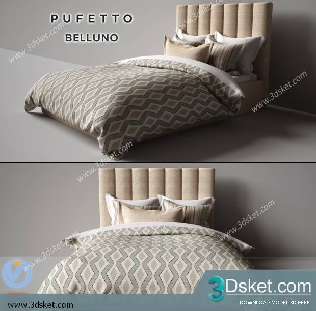 3D Model Bed Free Download Giường 177