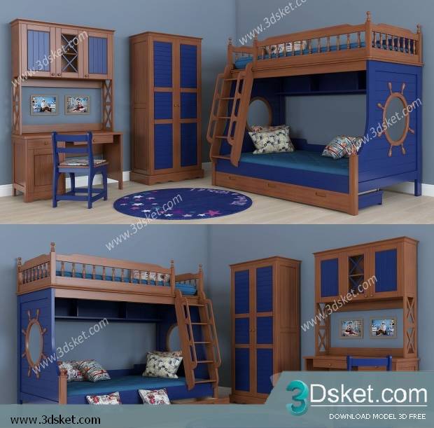3D Model Bed Free Download Giường 181