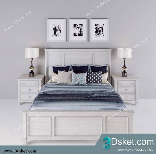 3D Model Bed Free Download Giường 182
