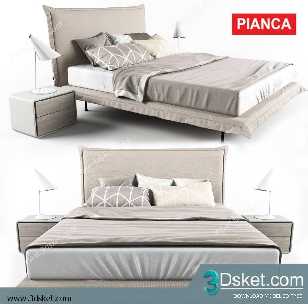 3D Model Bed Free Download Giường 186