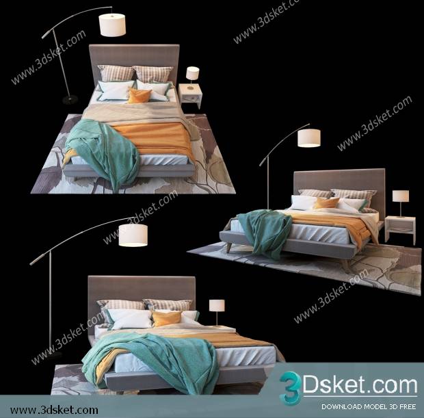 3D Model Bed Free Download Giường 196