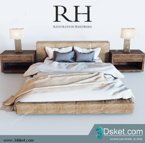 3D Model Bed Free Download Giường 198